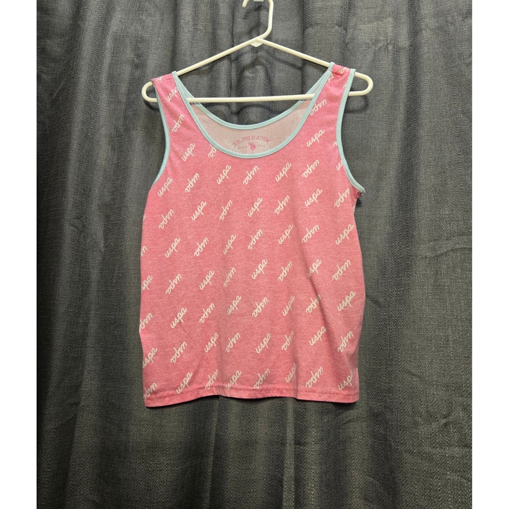 US Polo Assn Tank Top‎ Sleeveless Casual All Over Print Pink Large